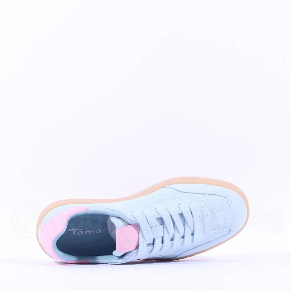 Women Tamaris Nakja Retro Gumsole Trainer - Light Blue