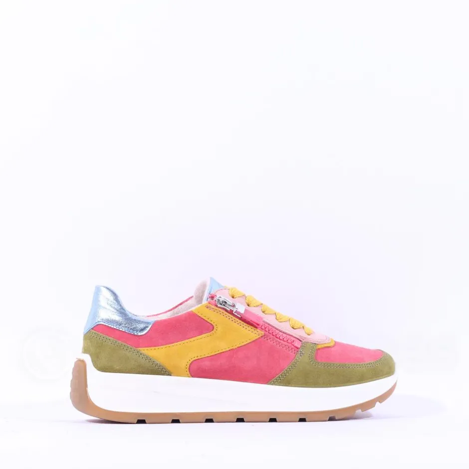 Women Ara New York Side Zip Laced Trainer - Multicolour