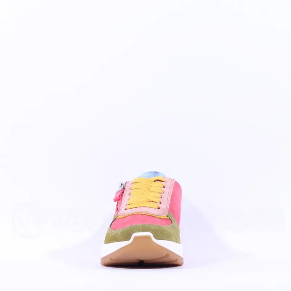 Women Ara New York Side Zip Laced Trainer - Multicolour