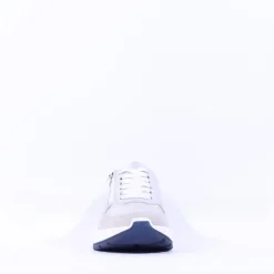 Women Ara New York Side Zip Laced Trainer - White Silver