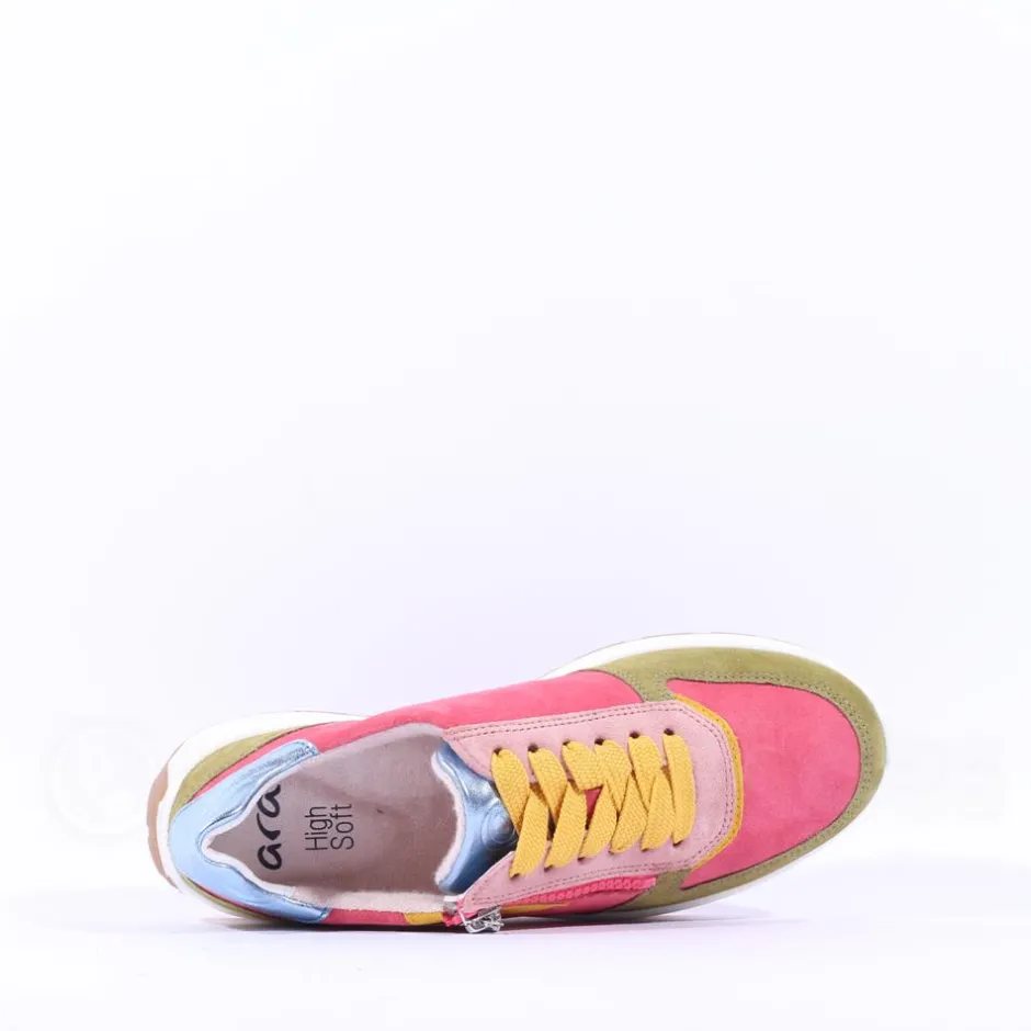 Women Ara New York Side Zip Laced Trainer - Multicolour