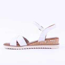 Women Tamaris Nirmala Low Cork Wedge Sandal - White