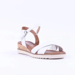 Women Tamaris Nirmala Low Cork Wedge Sandal - White