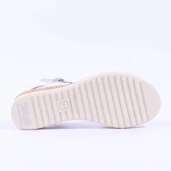 Women Tamaris Nirmala Low Cork Wedge Sandal - White