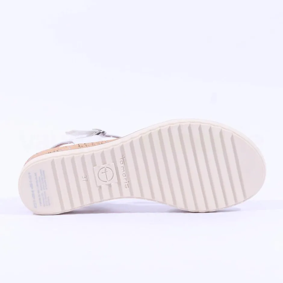 Women Tamaris Nirmala Low Cork Wedge Sandal - White