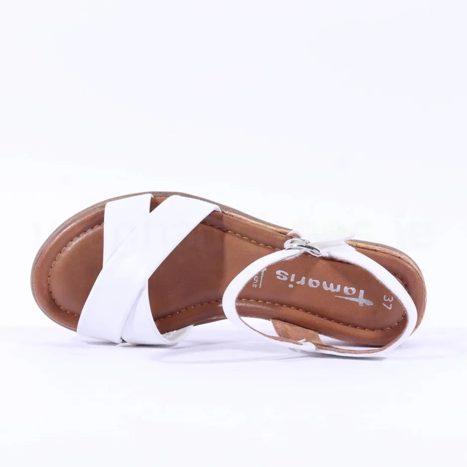 Women Tamaris Nirmala Low Cork Wedge Sandal - White