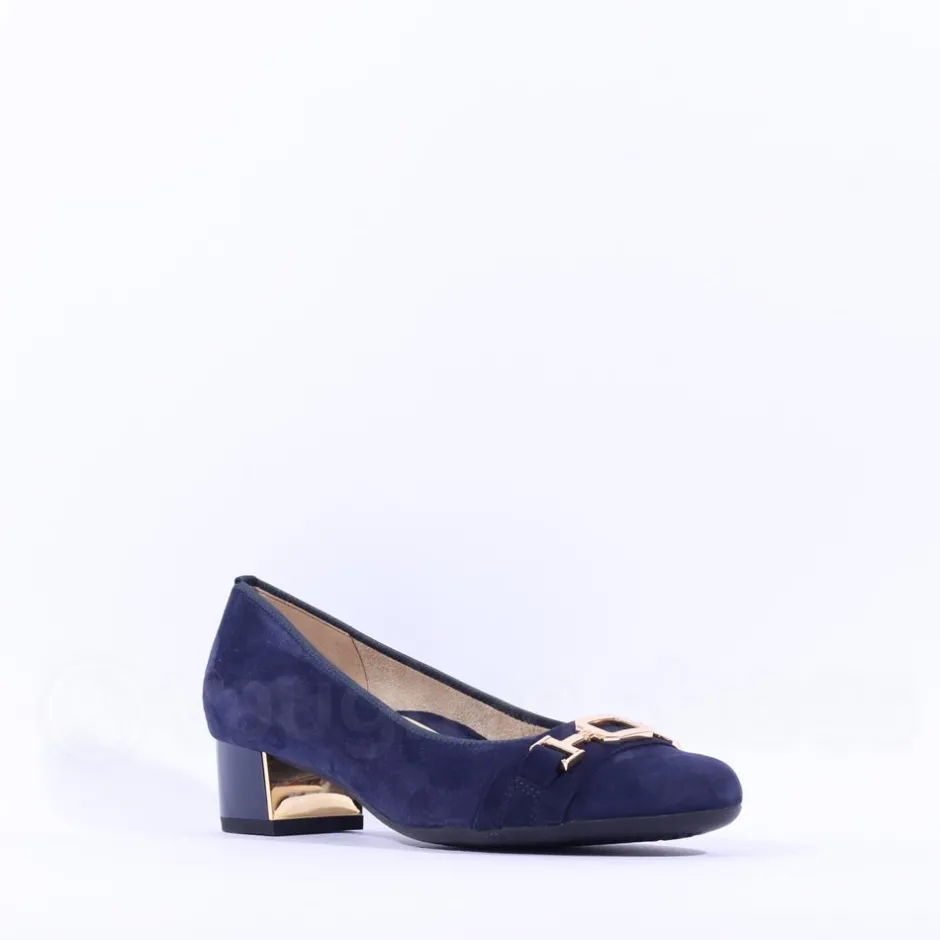 Women Ara Nizza Link Court Shoe - Navy Suede