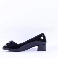 Women Ara Nizza Low Heel Bow Court Shoe - Black Patent
