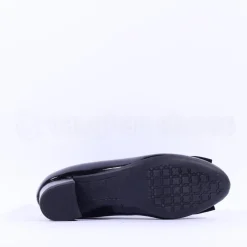 Women Ara Nizza Low Heel Bow Court Shoe - Black Patent