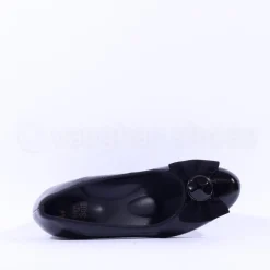 Women Ara Nizza Low Heel Bow Court Shoe - Black Patent