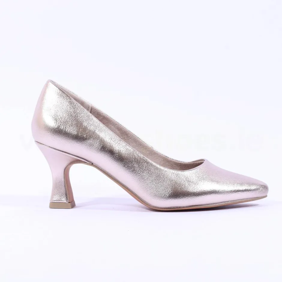 Women Marco Tozzi Nosca Pointed Toe Mid Heel - Platinum
