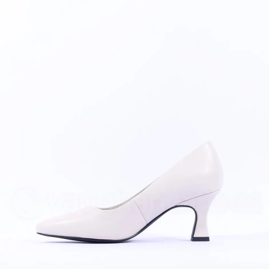 Women Marco Tozzi Nosca Pointed Toe Mid Heel - Cream