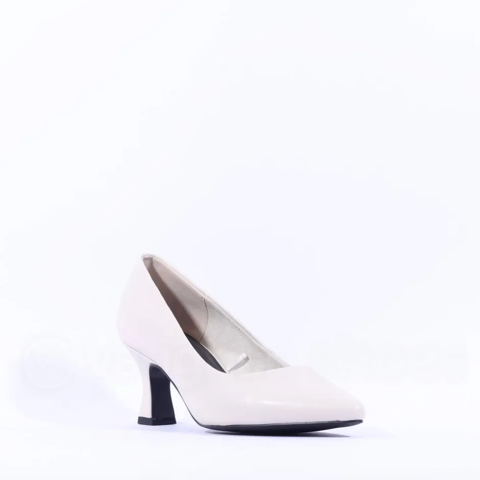 Women Marco Tozzi Nosca Pointed Toe Mid Heel - Cream