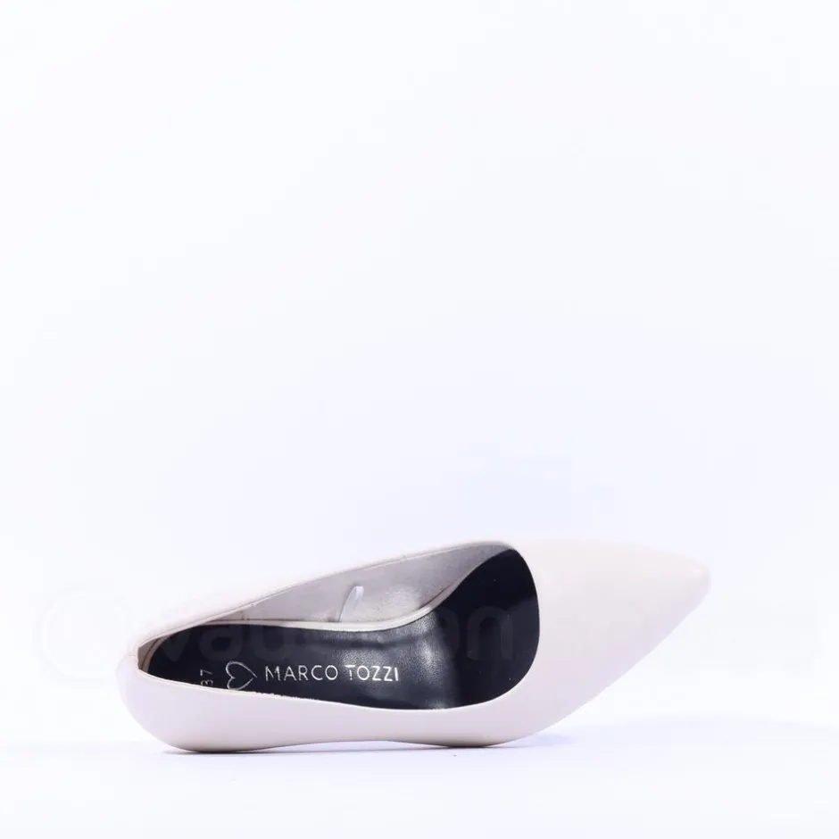 Women Marco Tozzi Nosca Pointed Toe Mid Heel - Cream