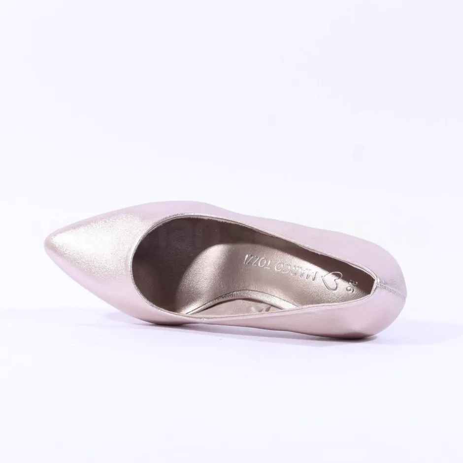 Women Marco Tozzi Nosca Pointed Toe Mid Heel - Platinum