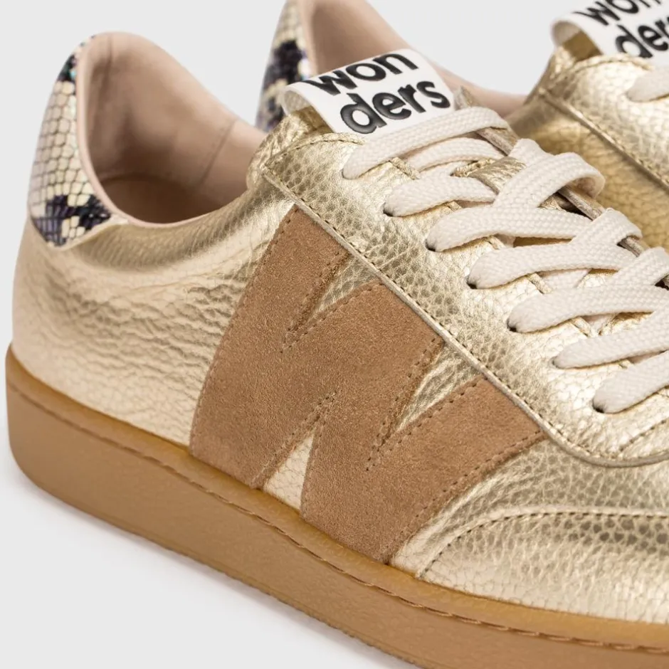 Women Wonders Nubia Gumsole Laced Trainer - Gold Snake