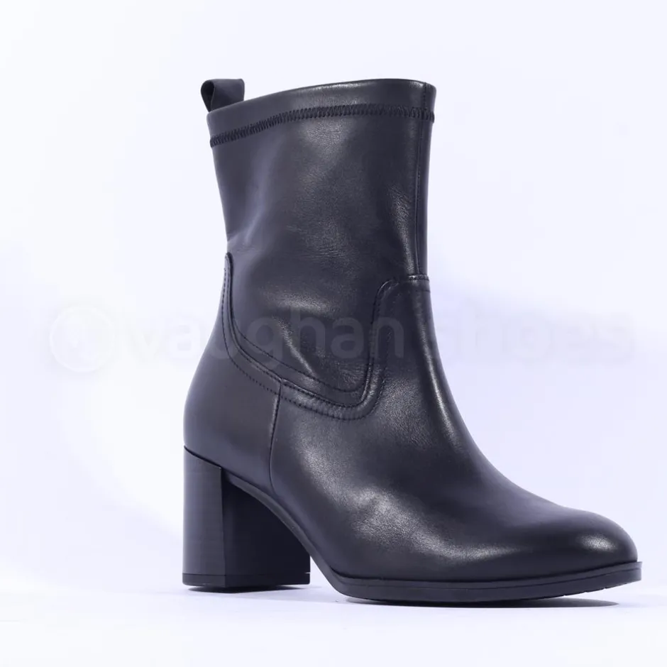 Women Gabor October Stack Heel High Ankle Boot - Black Leather