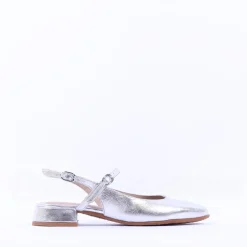Women Wonders Oriana Low Mary Jane Pump - Silver Leather