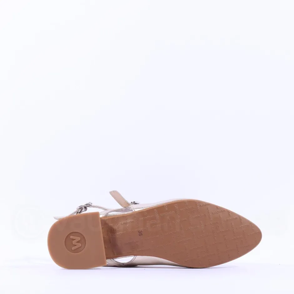 Women Wonders Oriana Low Mary Jane Pump - Gold Leather