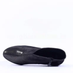 Women Ara Orly Block Heel V Cut Boot - Black Shimmer