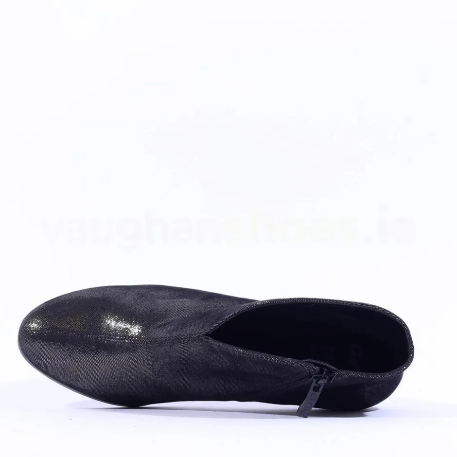 Women Ara Orly Block Heel V Cut Boot - Black Shimmer