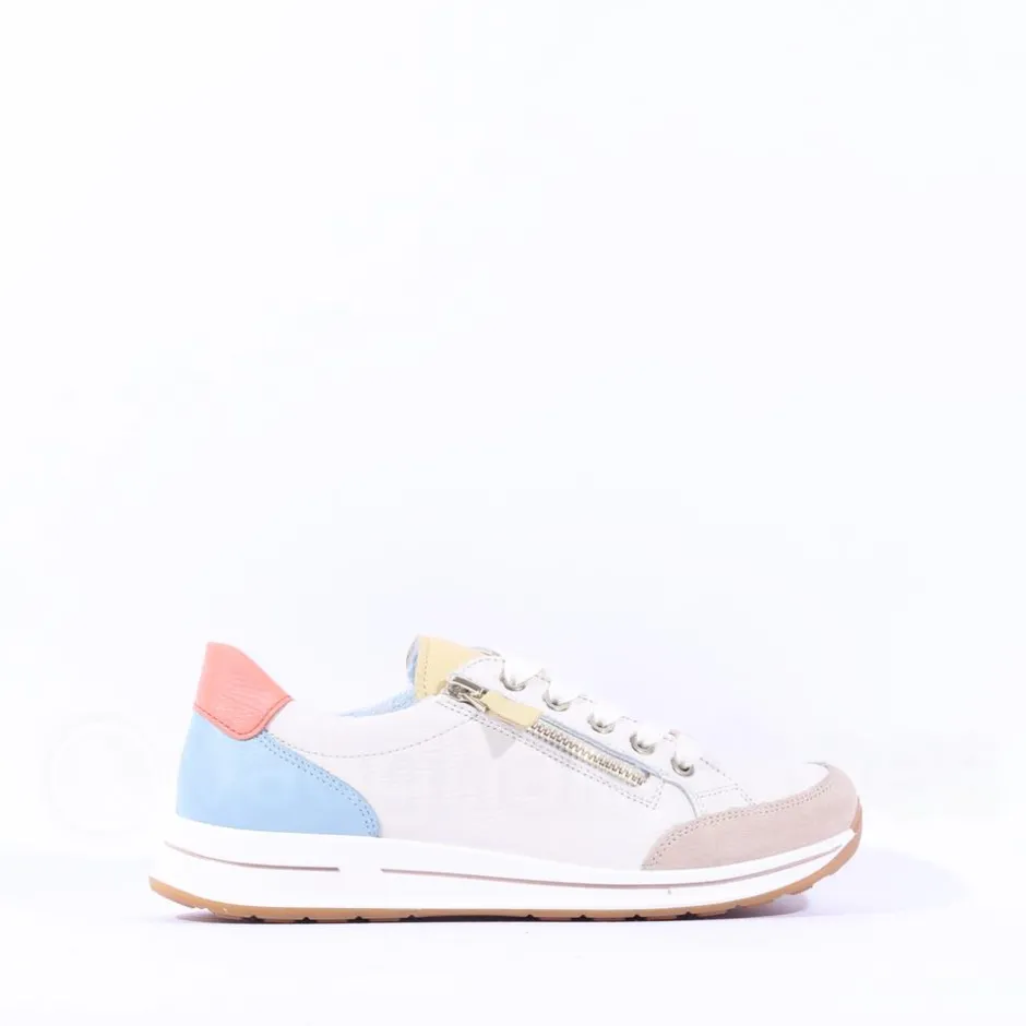 Women Ara Osaka Comfort Laced Trainer Side Zip - Pastel Multi