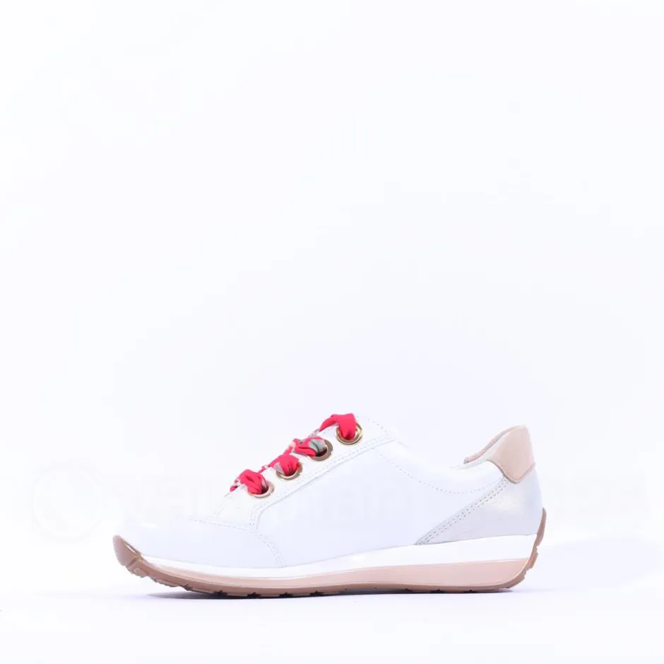 Women Ara Osaka Comfort Laced Trainer Side Zip - White Combi