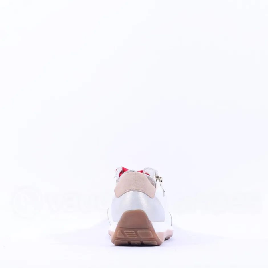 Women Ara Osaka Comfort Laced Trainer Side Zip - White Combi