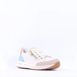 Women Ara Osaka Comfort Laced Trainer Side Zip - Pastel Multi