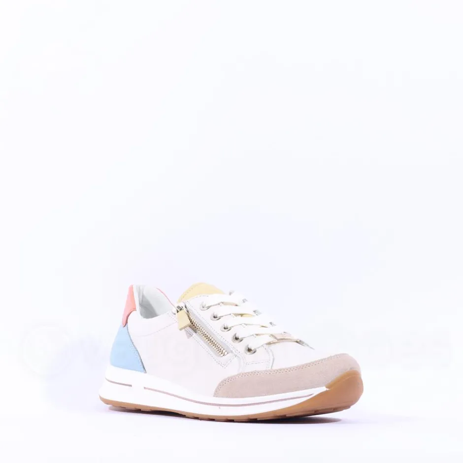 Women Ara Osaka Comfort Laced Trainer Side Zip - Pastel Multi