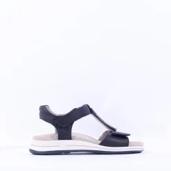 Women Ara Osaka Metal Plate Velcro Sandal - Navy