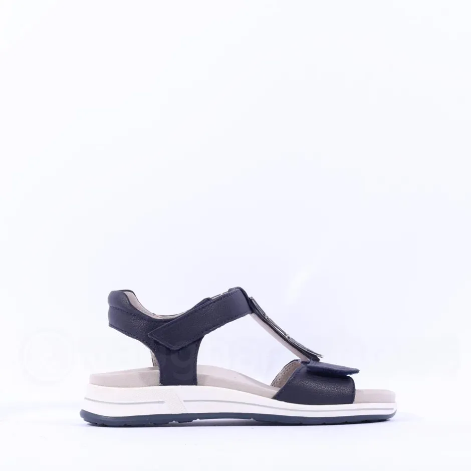 Women Ara Osaka Metal Plate Velcro Sandal - Navy