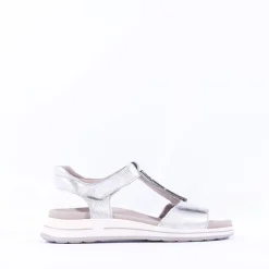 Women Ara Osaka Metal Plate Velcro Sandal - Silver