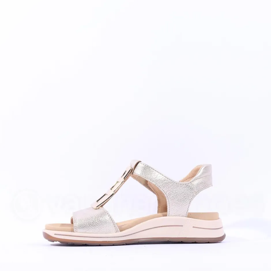 Women Ara Osaka Metal Plate Velcro Sandal - Gold