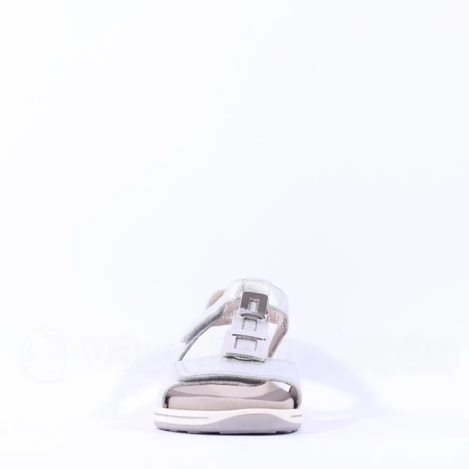 Women Ara Osaka Metal Plate Velcro Sandal - Silver