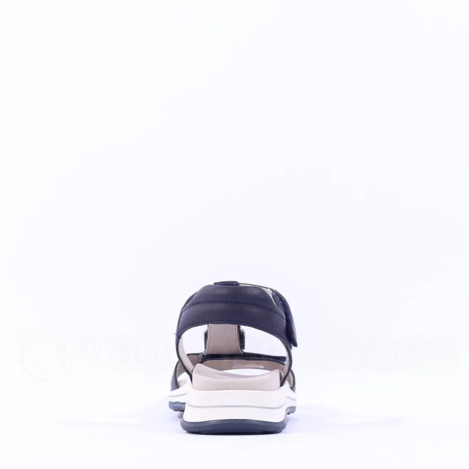 Women Ara Osaka Metal Plate Velcro Sandal - Navy