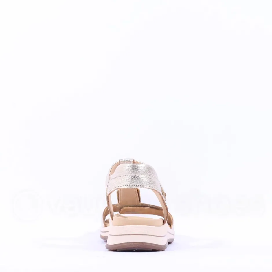 Women Ara Osaka Metal Plate Velcro Sandal - Gold