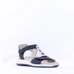 Women Ara Osaka Metal Plate Velcro Sandal - Navy