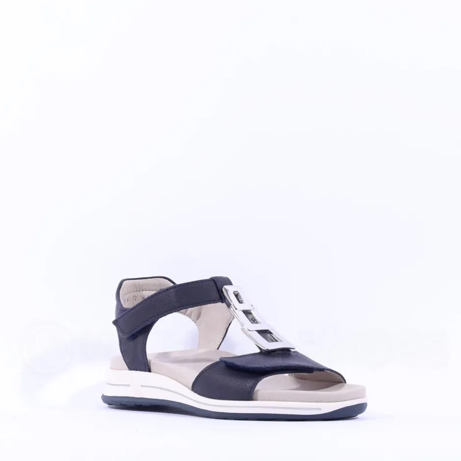 Women Ara Osaka Metal Plate Velcro Sandal - Navy