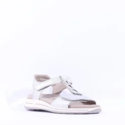 Women Ara Osaka Metal Plate Velcro Sandal - Silver