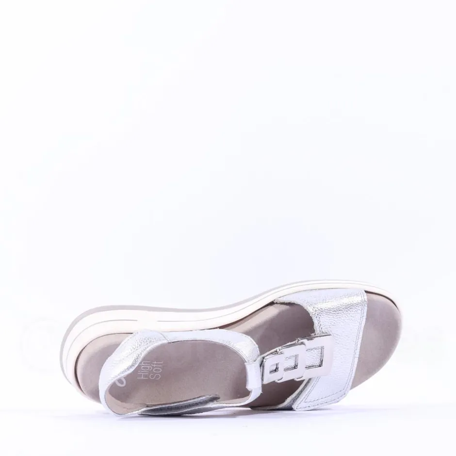 Women Ara Osaka Metal Plate Velcro Sandal - Silver