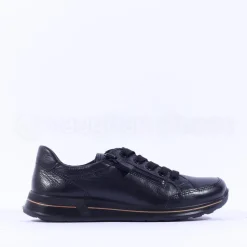 Women Ara Osaka Side Zip Lace Trainer - Black Gold
