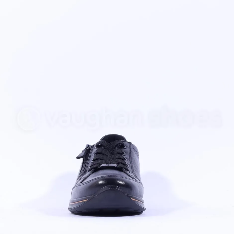 Women Ara Osaka Side Zip Lace Trainer - Black Gold