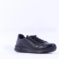 Women Ara Osaka Side Zip Lace Trainer - Black Gold