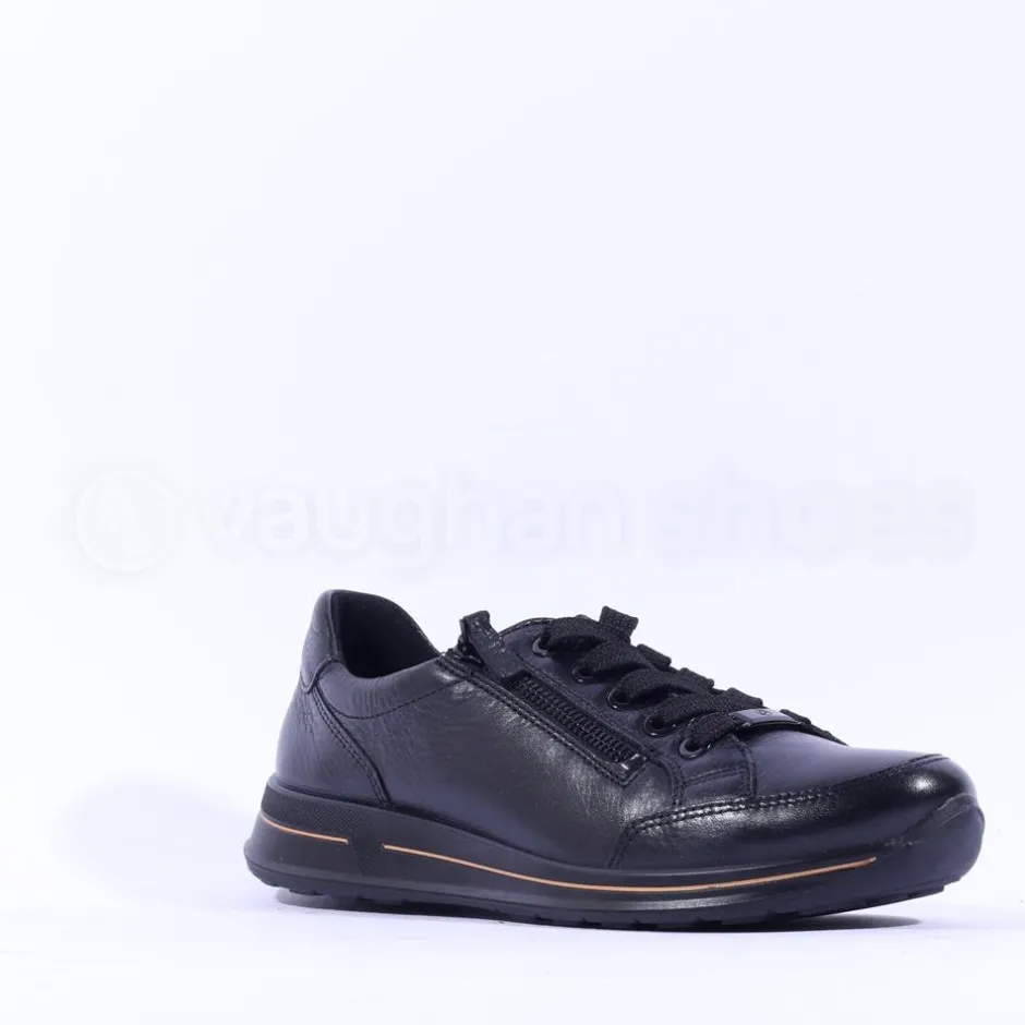 Women Ara Osaka Side Zip Lace Trainer - Black Gold