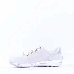 Women Ara Osaka Side Zip Ribbon Lace Trainer - White Silver