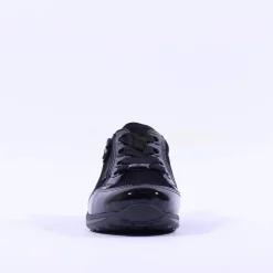 Women Ara Osaka Side Zip Ribbon Lace Trainer - Black Shimmer