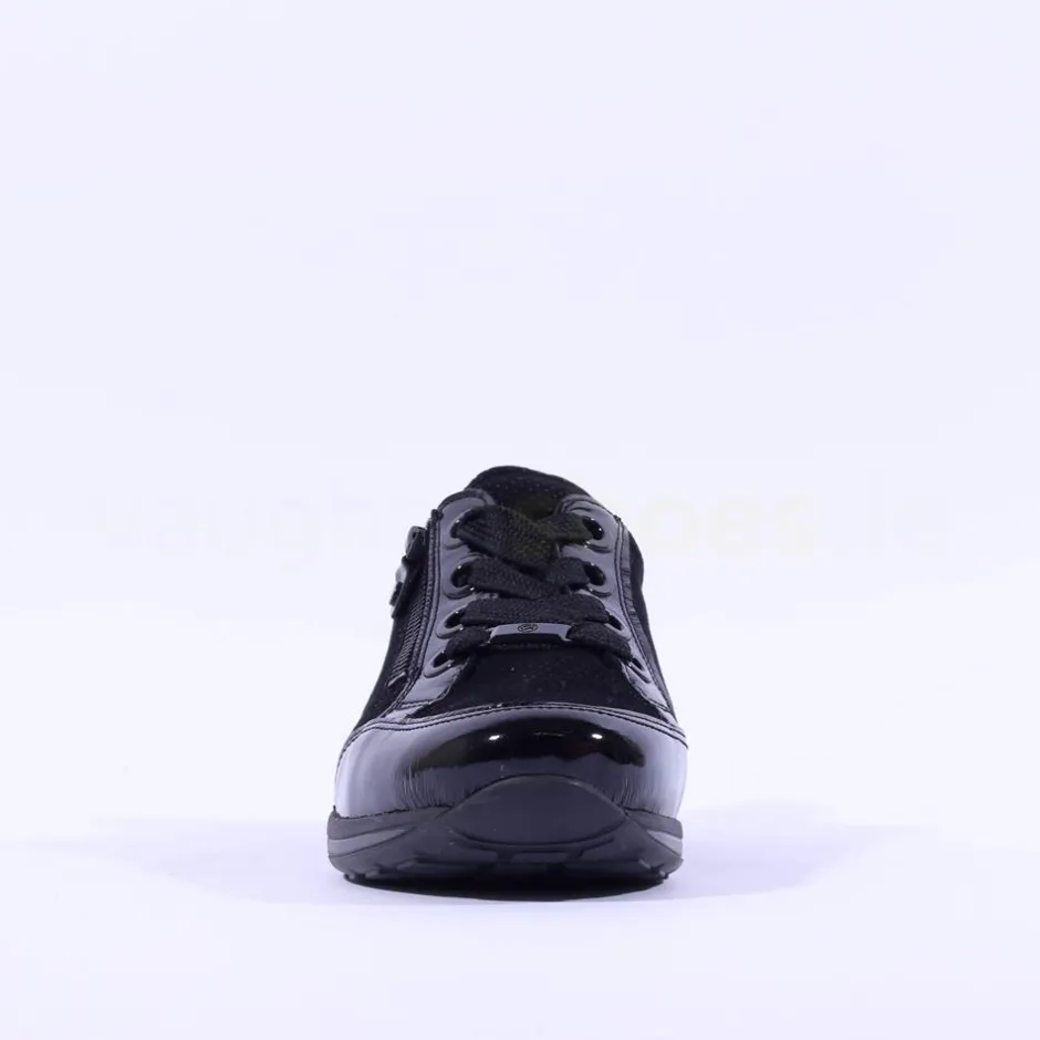 Women Ara Osaka Side Zip Ribbon Lace Trainer - Black Shimmer