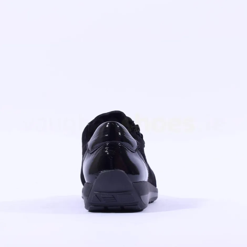 Women Ara Osaka Side Zip Ribbon Lace Trainer - Black Shimmer
