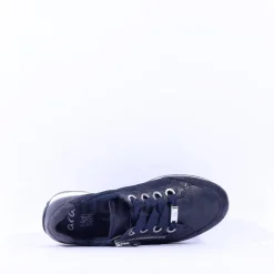 Women Ara Osaka Side Zip Ribbon Lace Trainer - Navy White